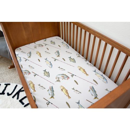 Gone Fishing Crib Sheet,  baby bedding set, minky baby blanket, fish swaddle blanket set | Hunting baby bedding | Shower gift