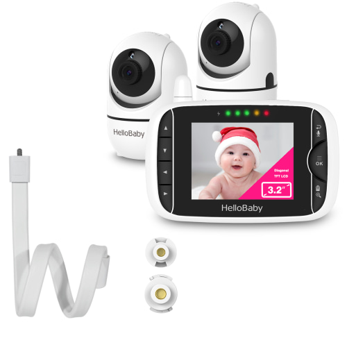HelloBaby HB65-2 Video Baby Monitor with two cameras+camera stands