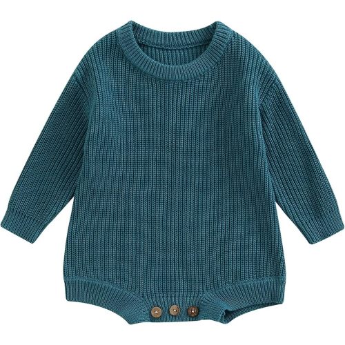 FYBITBO Baby Girl Boy Sweater Knit Oversized Pullover Sweatshirt Romper Onesie Warm Fall Winter Clothes Outfit Newborn