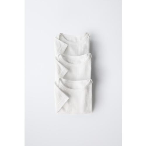THREE-PACK OF BASIC ROUND NECK BODYSUITS - Oyster-white | ZARA United States