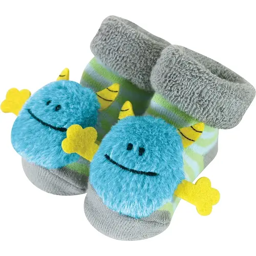 Stephan Baby Rattle Socks, Blue Monsters, Fits 3-12 Months