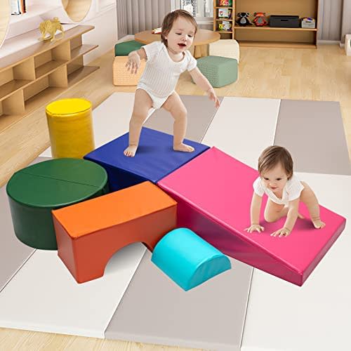 6 Pieces Foam Climbing Blocks for Toddlers, Safe Indoor Baby Climbing Blocks for Toddlers 1-3 , Children’s Non-Slip Lightweight Soft Play Equipment Toys for Climb and Crawl.