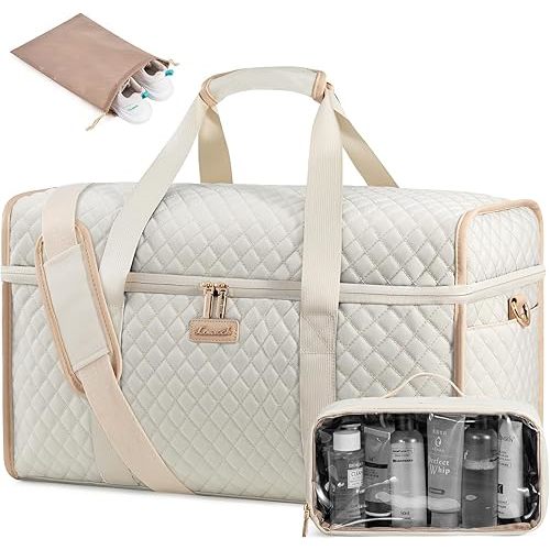 LOVEVOOK Travel Duffle Bag, Weekender Bags For Women, Carry On Duffel Bags For Airplanes, Overnight Bag With Toiletry Bag, Hospital Bag for Labor and Delivery, Yoga Gym Bag with Wet Pocket, 3Pcs Set