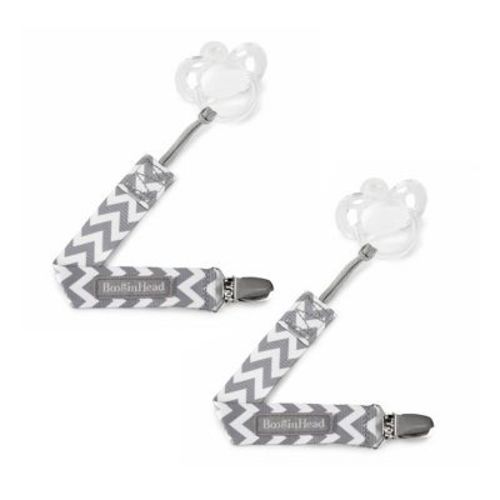 Booginhead 2pk Pacigrip Pacifier Clip Holder - Gray Chevron