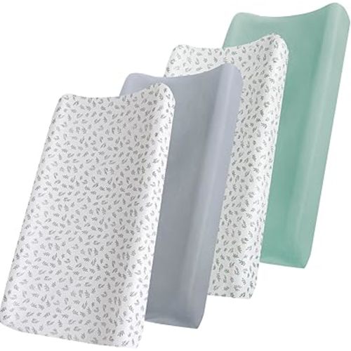 Changing Pad Cover, Diaper Changing Pad Covers 4 Pack, Fitted Baby Changing Table Sheets for 32''×16'' Change Table Pad, Cradle & Bassinet Sheets for Boys & Girls, Soft & Breathable
