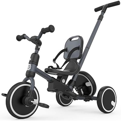 besrey Toddler Bike 1-3 Years Old,Toddler Tricycle with Spare Wheel,5 in 1 Kids Trike with Push Handle,Backrest and Safety Belt,Balance Bike 1+ Year Old,Birthday Gift and Toy for Boys and Girls