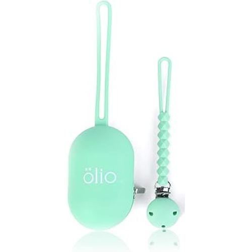 2 PCS Pacifier Clip Set with Baby Pacifier Holder Case – BPA Free - Newborn Essentials Set – Soft Silicone Paci Clip for Boys and Girls– Pacifier Accessories (Mint Green)