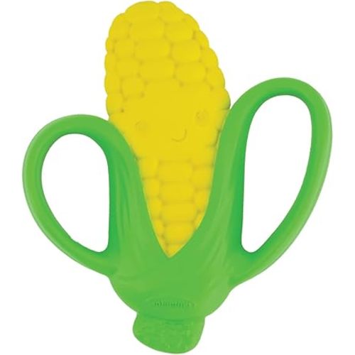 Infantino Lil' Nibbles Textured Silicone Teether for Sensory Exploration and Teething Relief, Easy to Hold Handles, Corn