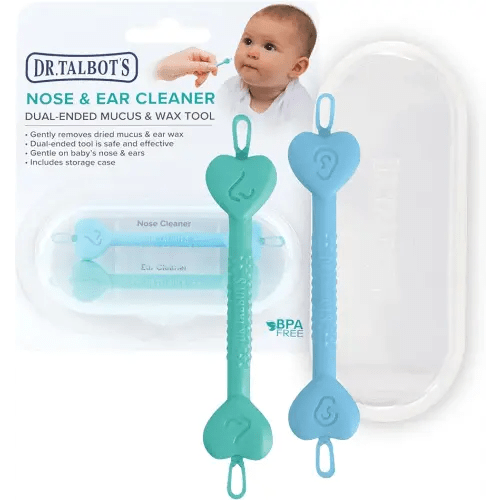 Dr. Talbot’s Baby Safe Nose and Ear Cleaner Set with Hygienic Travel Case, Gentle Dual-Ended Easy Mucus and Wax Remover Tool, 2 Pack, Neutral Colors