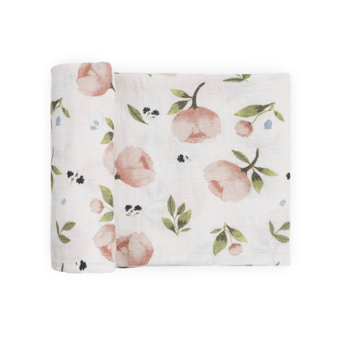 Organic Cotton Muslin Swaddle Blanket - Watercolor Floret