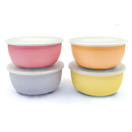 Stainless Steel Bowl with Silicone Sleeve + Lids