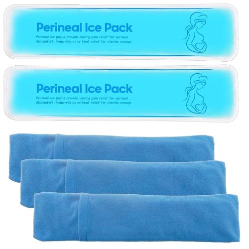 Perineal Cooling Pad, Postpartum Cold Packs Gel Bead Ice Pack Cold Therapy for Women After Pregnancy and Delivery, 2 Ice Pack and 3 Cover (Blue Gel Ice Pack)