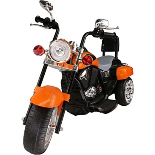 Party House Kids Ride on Motorcycle Chopper Style Trike Motorcycle, 3 Wheels, LED Headlight, Built-in Music ,Horn for Kids- Orange 36 x 23 x 20 In