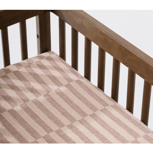 Cocoa Stripe Babyletto All-Stages Bassinet Sheet in GOTS Certified Organic Muslin Cotton
