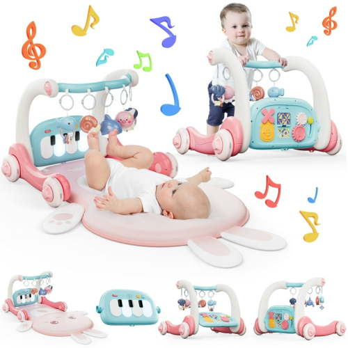 JoyStone Baby Gym Play Mat & Learning Walker with Kick, Play Piano & Lights for Newborn Toddlers