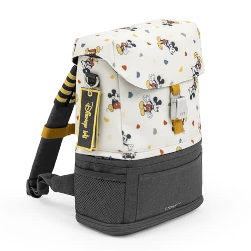 Stokke JetKids BackPack, Mickey Celebration - Expandable Design for Kids 2-7 Years Old - Easy-to-Clean, Water Repellent Fabric - Includes Pull-Out Seat Pad, Name Tag & Detachable Captain Stripes