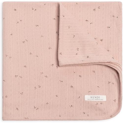 Colored Organics Kendi Baby Organic Cotton Swaddle - Infant Receiving Blanket - Haran Floral Brushed Pointelle
