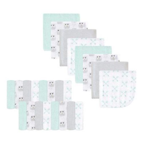 Luvable Friends Baby Unisex Super Soft Bundle Washcloths, Gray Owl, One Size
