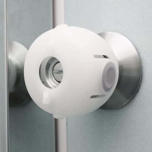 Moonybaby Door Knob Safety Cover for Kids, 4 Pack Babyproof Locks, Child and Toddler Safety Locks, White