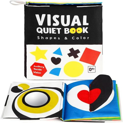 beiens Black and White Baby Toys - Crinkle, Montessori and Mirror Toys for Newborns to 12 Months - Infant Boy and Girl Gifts - Shape Theme