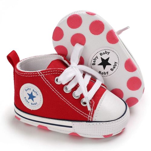 Unisex Baby Girls Boys Canvas High-top Shoes, Newborn Infant Anti-Slip Soft Sole Frist Walking Breathable Sneakers