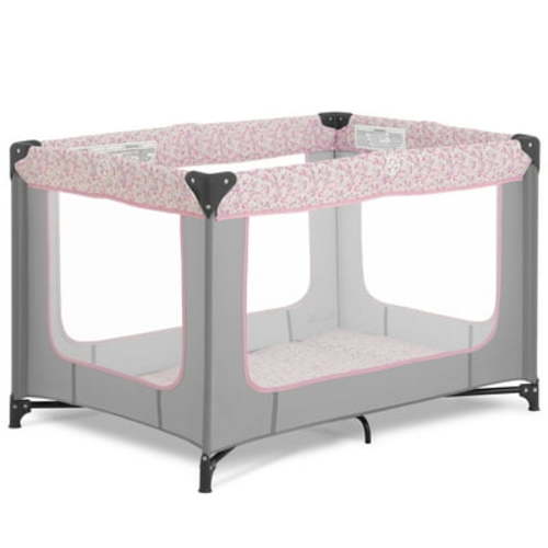 Free Shipping! Dream On Me Zodiak Portable Playard in Grey and Pink, Lightweight, Packable and Easy Setup Baby Playard, Breathable Mesh Sides and Soft Fabric - Comes with a Removable Padded Mat Grey and Pink Small (Pack of 1)