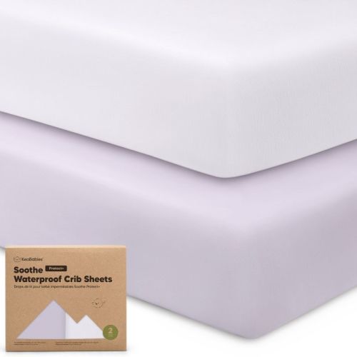 Keababies 2pk Soothe Waterproof Fitted Crib Sheets For Girl, Boy, 100% Organic Soft Cotton Crib Mattress Protector Sheet (lilac)