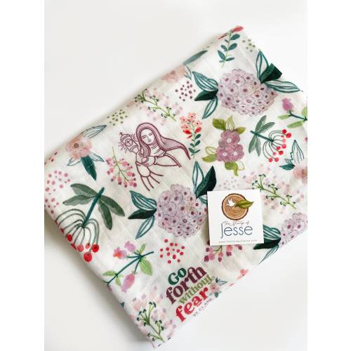 St. Clare of Assisi Deluxe Swaddle | Catholic gift | Baptism | Santa Clara de Asis | Catholic Swaddle | Go forth without fear