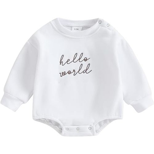 VISGOGO Newborn Infant Baby Boy Girls Oversized Romper Little Dude Sweater Onesie Coming Home Outfit Neutral Clothes