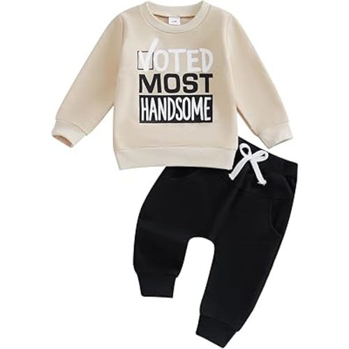 Toddler Baby Boy Fall Winter Clothes Mamas Little Boy Outfit Letter Long Sleeve Sweatshirts and Jogger Pants Set