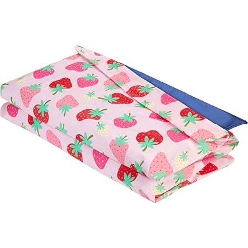 Wildkin Kids Cotton Nap Mat Cover – Soft, Sewn-in Flap, Durable & Fits 1.5" Vinyl Sleep Mats - Strawberry Patch