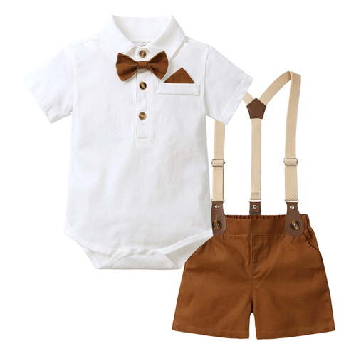 MEZZALL Toddler Baby Boys Clothes Suits Short Sleeve Bowtie Romper Tops+Suspender Shorts Summer Gentleman Birthday Outfits Sets Clothes Sets Birthday