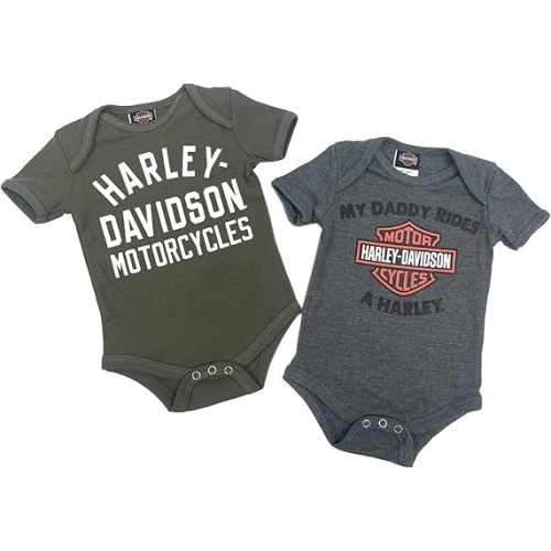Harley-Davidson Baby Boys' Bar & Shield My Daddy Rides a Harley Creeper Set