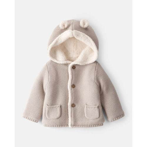 Baby Sherpa Lined Cotton Long-Sleeve Jacket - Brown - Carter's | Carter's