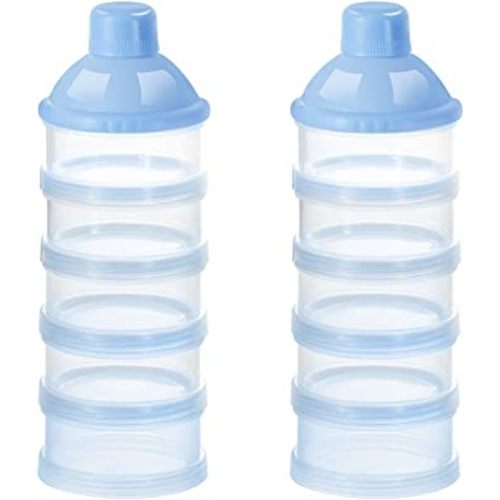Accmor 2pcs Formula Dispenser On The Go, 5 Layers Stackable Formula Container for Travel, Baby Milk Powder Kids Snack Container, BPA Free, Blue
