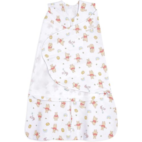HALO Disney Baby 100% Cotton Sleepsack Swaddle, 3-Way Adjustable Wearable Blanket, TOG 1.5, Winnie Rainbows, Small, 3-6 Months