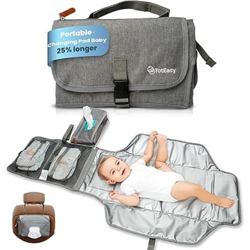 Portable Changing Pad - Changing Pad Travel Extra Long Waterproof with Storage and Wipes Pocket - Foldable Baby Diaper Changing Pad - Portable Changing Station for Travel, On-the-Go Parents & Newborns
