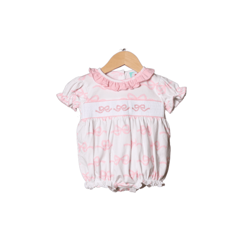Smocked Sweet Bow Short Sleeve Bubble