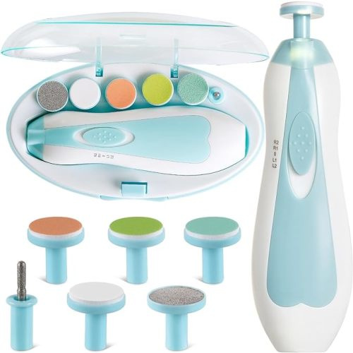 Baby Nail Clippers 20 in 1 by BumbleBee Safe Baby Nail File with LED Light, Electric Baby Nail Care Set for Newborn/Toddler/Adults Toes and Fingernails, Additional Replacement Pads