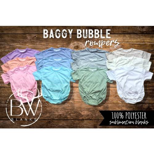 100% Polyester BAGGY BUBBLE ROMPER Sublimation Shirt | Baby Sublimation Rompers | Kids Blank Sublimation Shirts | Kids Sublimation Blanks