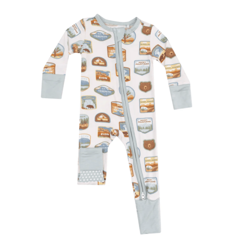 2 Way Zipper Romper - National Park Patches