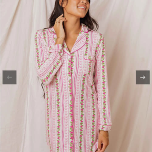 Bowquet of Roses Women's Button Down Nightgown