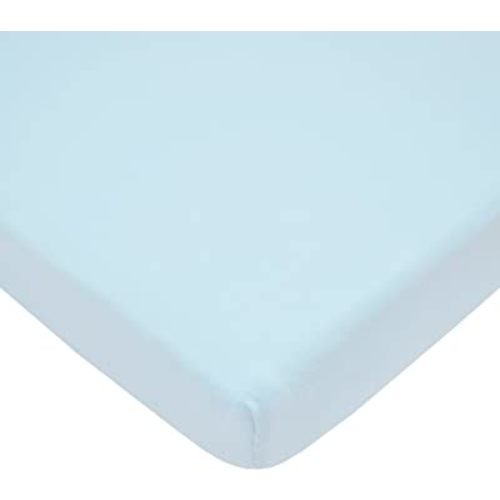 American Baby Company Fitted Mini Crib Sheet 24" x 38", Soft Breathable Neutral 100% Cotton Jersey Portable Sheet, Baby Blue, for Boys and Girls, Fits Most Pack N Play and Mini Crib Mattresses