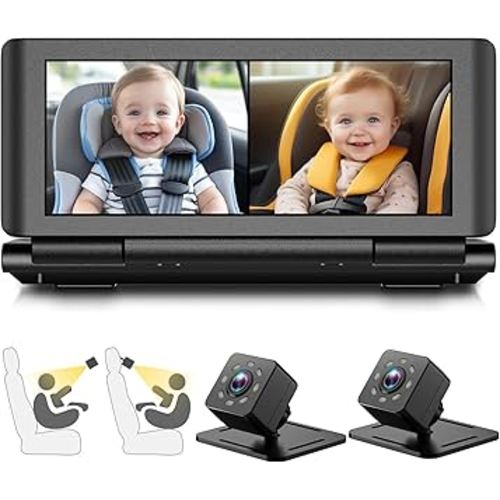 Amazon.com: Baby Car Camera for 2 Kids, 6.86" 1080P HD Split Screen Baby Monitor with Dual Backseat Cameras and IR Night Vision, Crystal Clear Wide View Baby Car Mirror for Rear Seat Safety (Not USB) : Baby