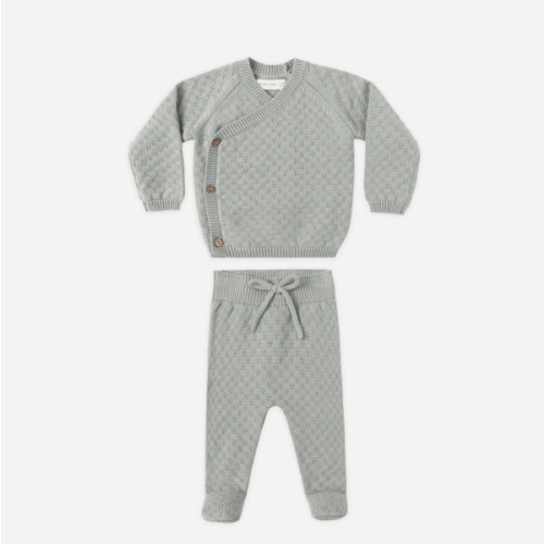 Knit Wrap Top + Pant Set || Steel Blue – Quincy Mae