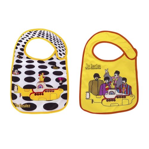 daphyls The Beatles Yellow Submarine Baby Bib 2-Pack Extra Soft, Officially Licensed, Easy Side Closure, Large Size Fits Infant Toddler and Baby