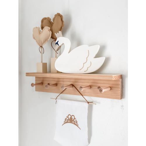 wooden swan - swan baby shower - swan baby nursery - royal swan - shelf decor girls room - girls room decor - painted swan - princess swan