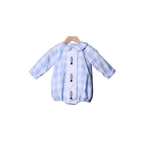 French Knot Nutcracker Blue Gingham Bubble