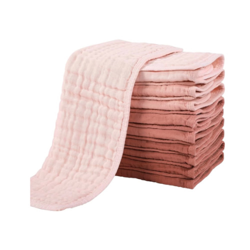 Yoofoss Muslin Burp Cloths for Baby 10 Pack 100% Cotton Baby Washcloths for Boys Girls Large 20''X10'' Super Soft and Absorbent Gradient Pink