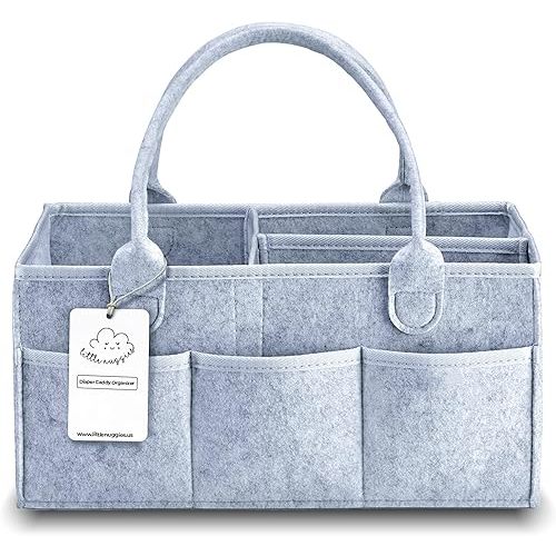 Stylish Gray Felt Diaper Caddy Organizer - Versatile & Portable Baby Basket - Perfect Baby Shower Bags for New Moms - Durable & Baby-Safe Material - Simplify Parenting Life